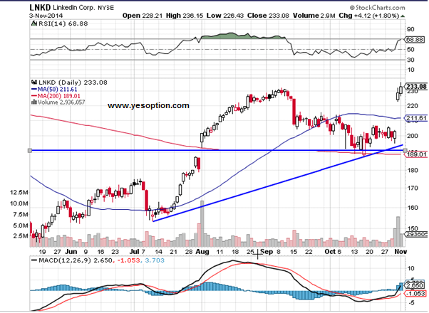 الرسم البياني اليومي لشركة LinkedIn  الرسم البياني اليومي لشركة LinkedIn